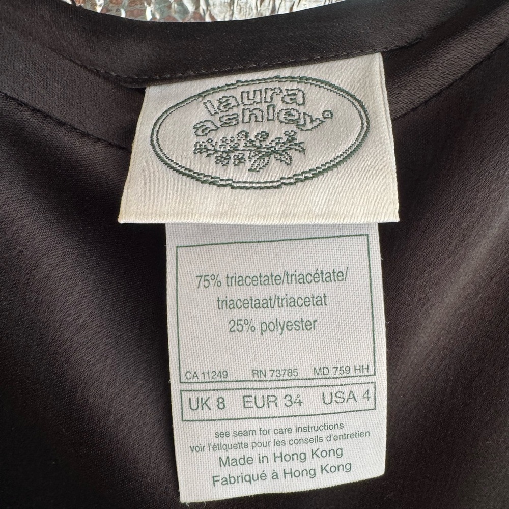 Laura Ashley 90s VTG black satin silky dress .US 4.Full length dress. - Picture 5 of 6